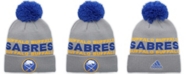 adidas Men's Gray Buffalo Sabres Team Cuffed Knit Hat with Pom